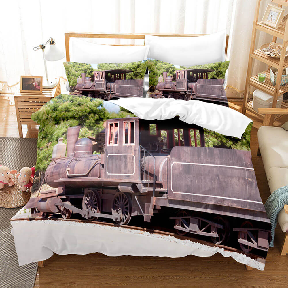 Steam Engine Train Vintage Locomotive Bedding Set Duvet Covers Sets - EBuycos