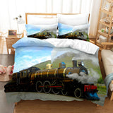 Steam Engine Vintage Locomotive Bedding Set Duvet Covers Bed Sheet Sets - EBuycos