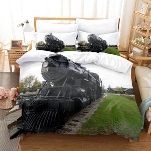 Steam Engine Vintage Locomotive Bedding Set Duvet Covers Bed Sheet Sets - EBuycos
