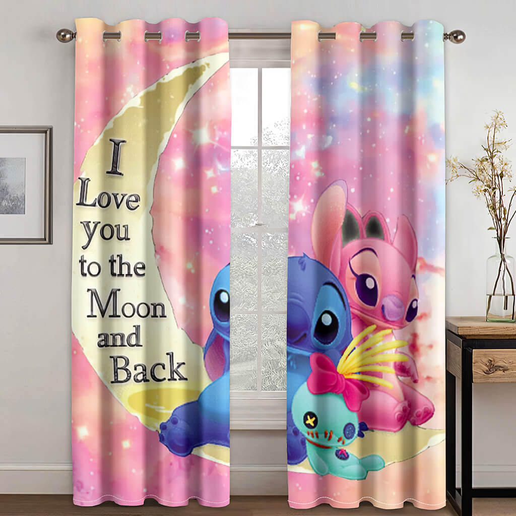 Stitch Curtains Cosplay Blackout Window Treatments Drapes for Room Decor