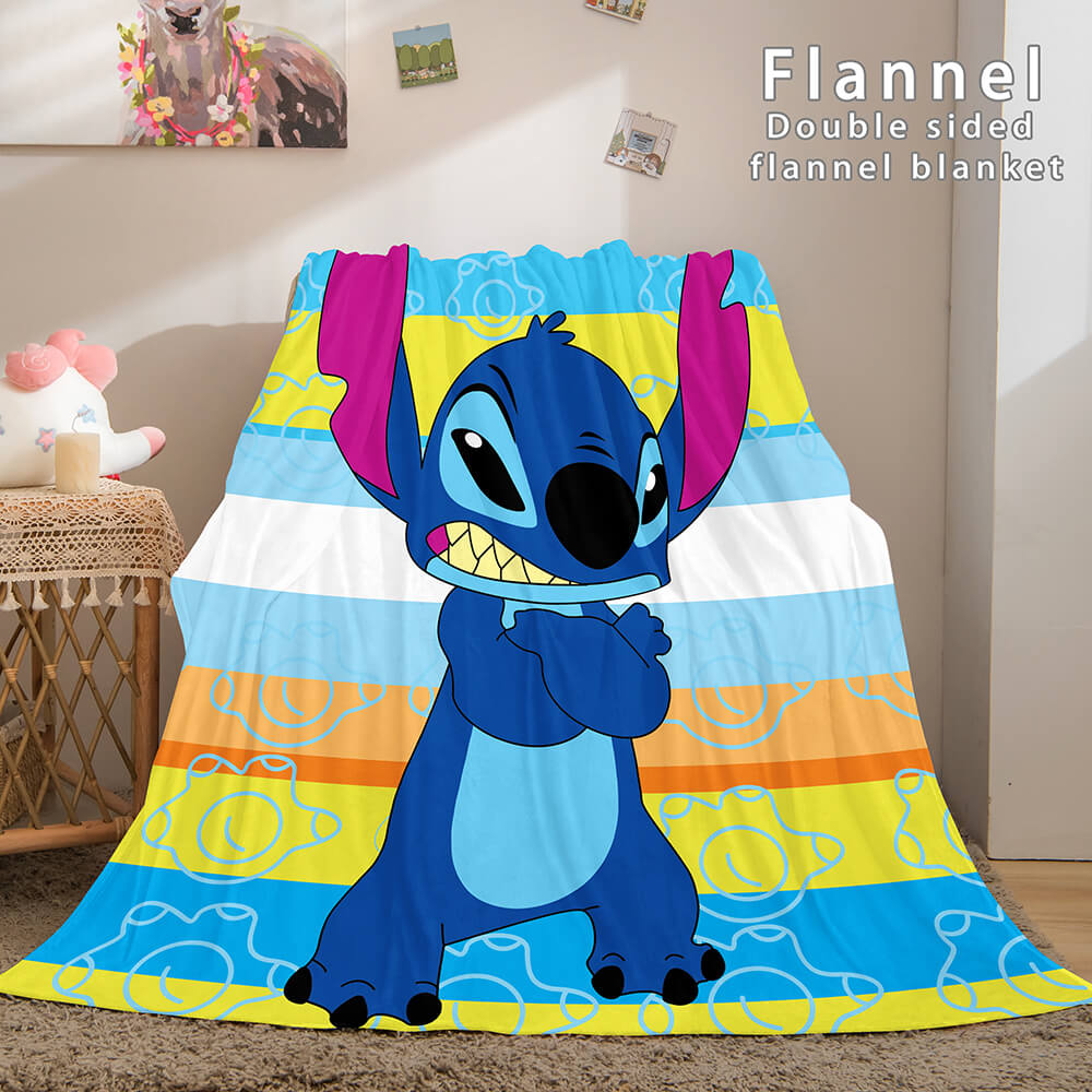 Stitch and Angel Flannel Blanket Cozy Bed Blankets Soft Throw Blanket - EBuycos