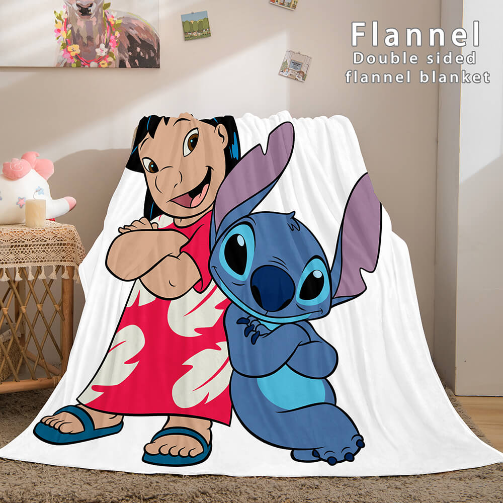 Stitch and Angel Flannel Blanket Cozy Bed Blankets Soft Throw Blanket - EBuycos