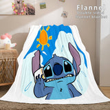 Stitch and Angel Flannel Blanket Cozy Bed Blankets Soft Throw Blanket - EBuycos