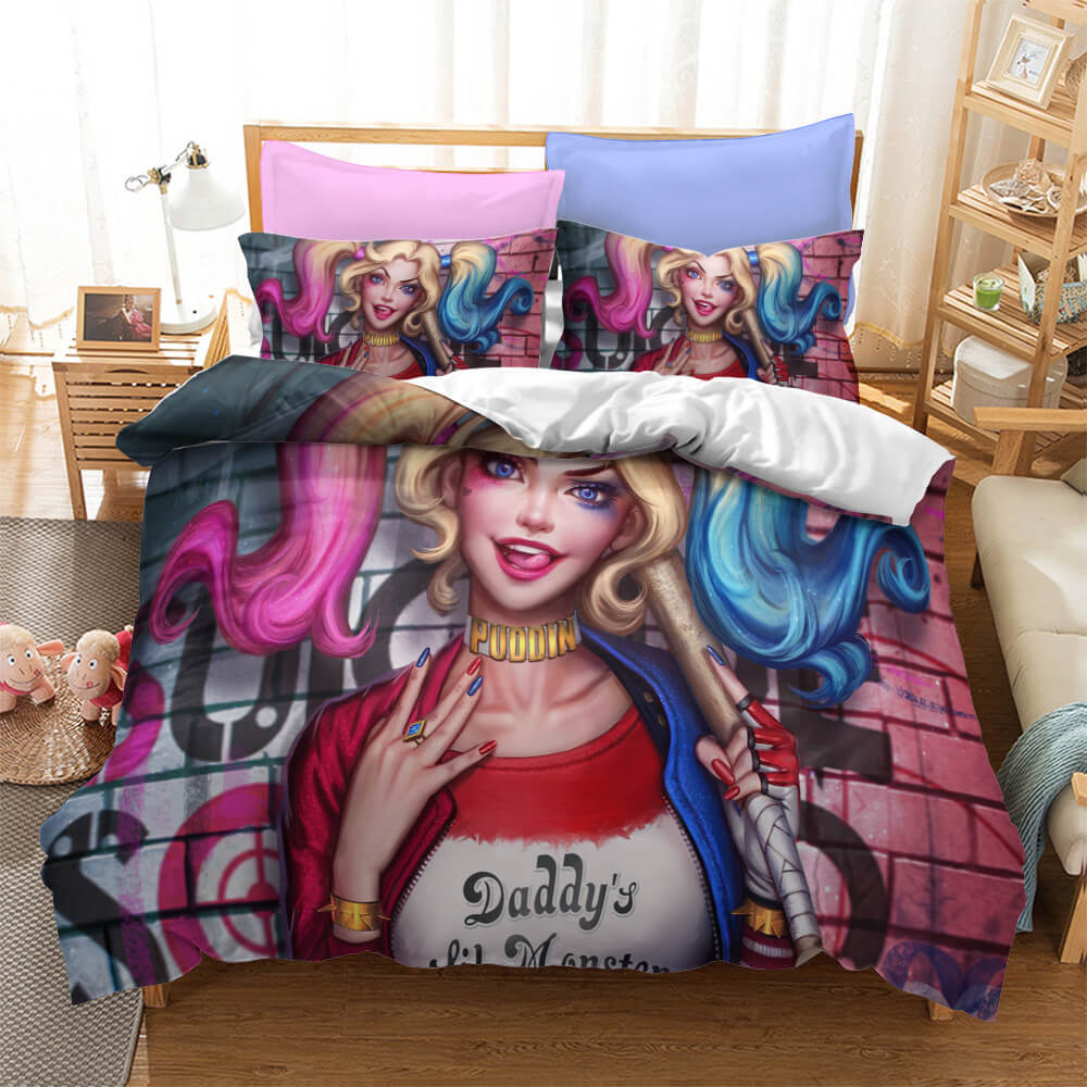 Suicide Squad Harley Quinn Cosplay Bedding Duvet Cover Bed Sheets Sets - EBuycos