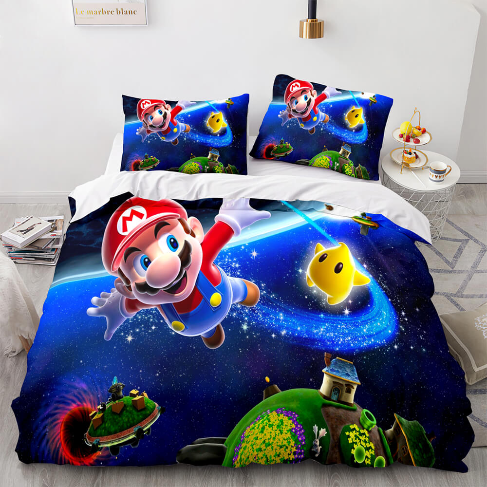 Super Mario Cosplay Bedding Set Full Duvet Cover Comforter Bed Sheets - EBuycos