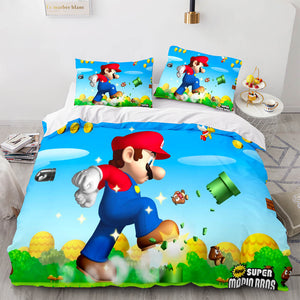 Super Mario Cosplay Bedding Set Full Duvet Cover Comforter Bed Sheets - EBuycos