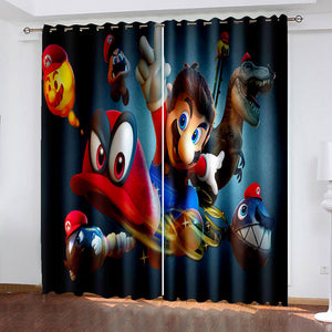 Super Mario Curtains Cosplay Blackout Window Drapes