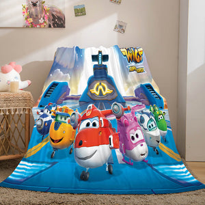 Super Wings Cosplay Flannel Fleece Throw Blanket Comforter Bedding Sets - EBuycos