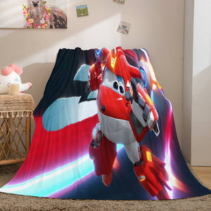Super Wings Cosplay Flannel Fleece Throw Blanket Comforter Bedding Sets - EBuycos