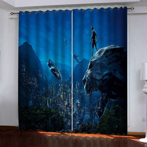 Superhero Black Panther Curtains Blackout Window Drapes