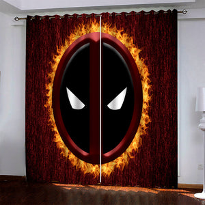Superhero Deadpool Pattern Curtains Blackout Window Drapes