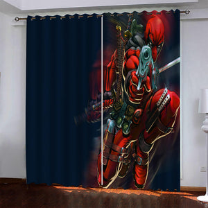 Superhero Deadpool Pattern Curtains Blackout Window Drapes