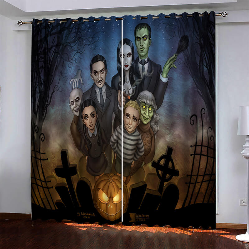 The Addams Family Pattern Curtains Blackout Window Drapes