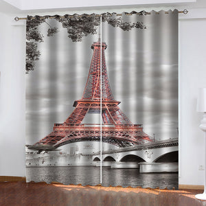 The Eiffel Tower Curtains Cosplay Blackout Window Drapes Room Decoration - EBuycos