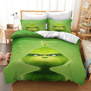 The Santa Grinch Christmas Cosplay Bedding Set Duvet Cover Bed Sheets - EBuycos