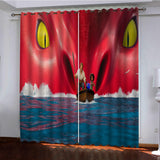 The Sea Beast Curtains Pattern Blackout Window Drapes
