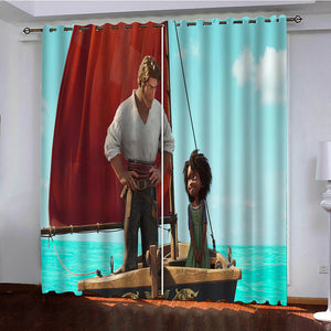 The Sea Beast Curtains Pattern Blackout Window Drapes