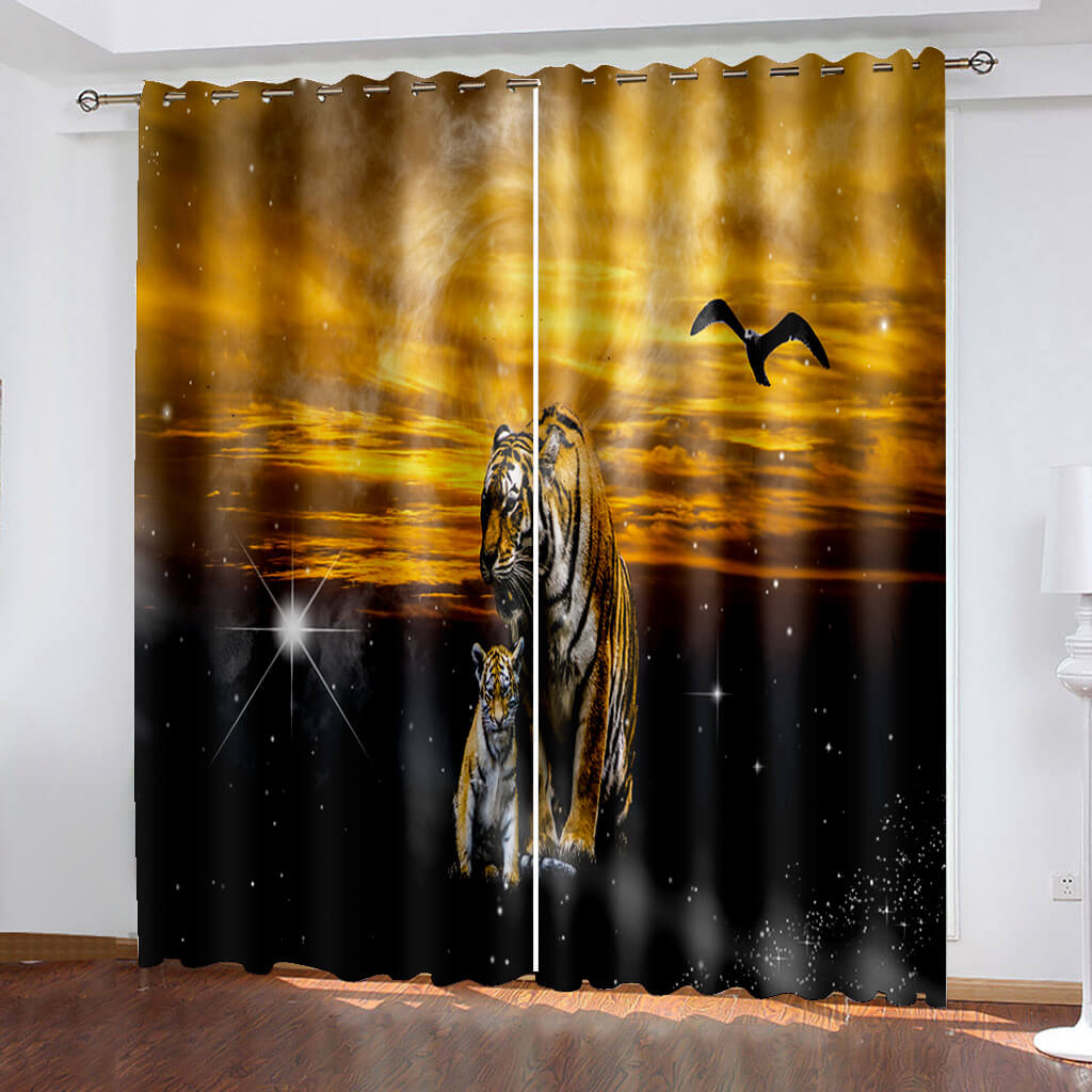 Tiger Curtains Blackout Window Treatments Drapes for Room Decoration