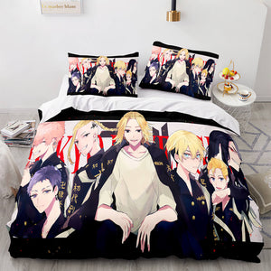 Tokyo Revengers Cosplay 3-Piece Bedding Sets Duvet Covers Bed Sheets - EBuycos