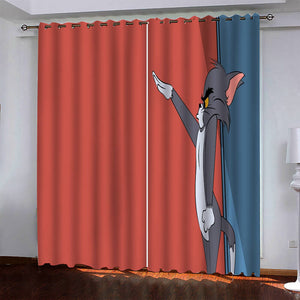 Tom and Jerry Curtains Pattern Blackout Window Drapes