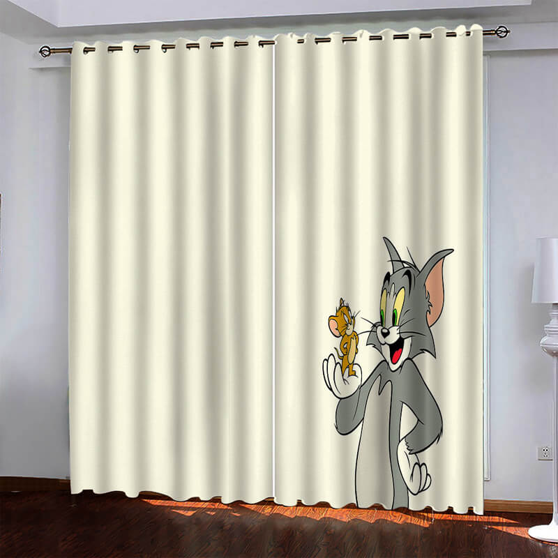 Tom and Jerry Curtains Pattern Blackout Window Drapes