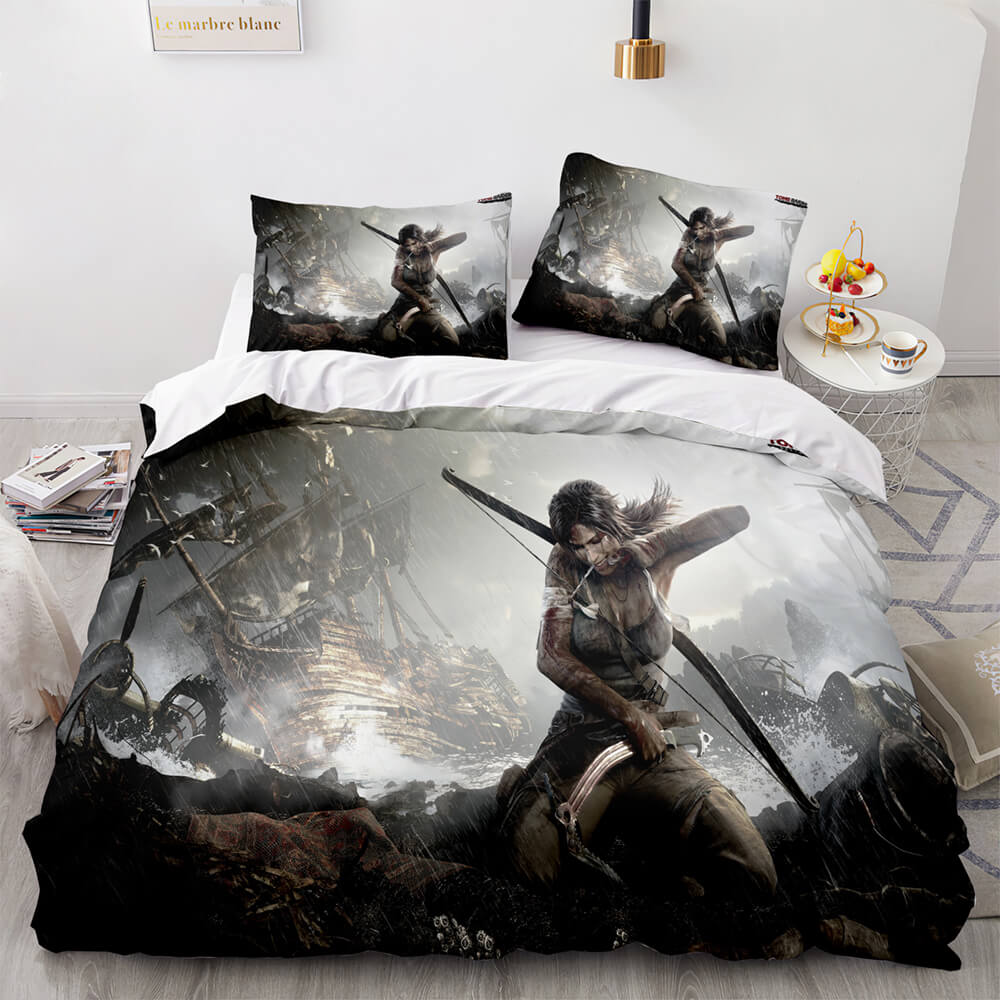 Tomb Raider 3 Piece Comforter Bedding Sets Duvet Covers Bed Sheets - EBuycos