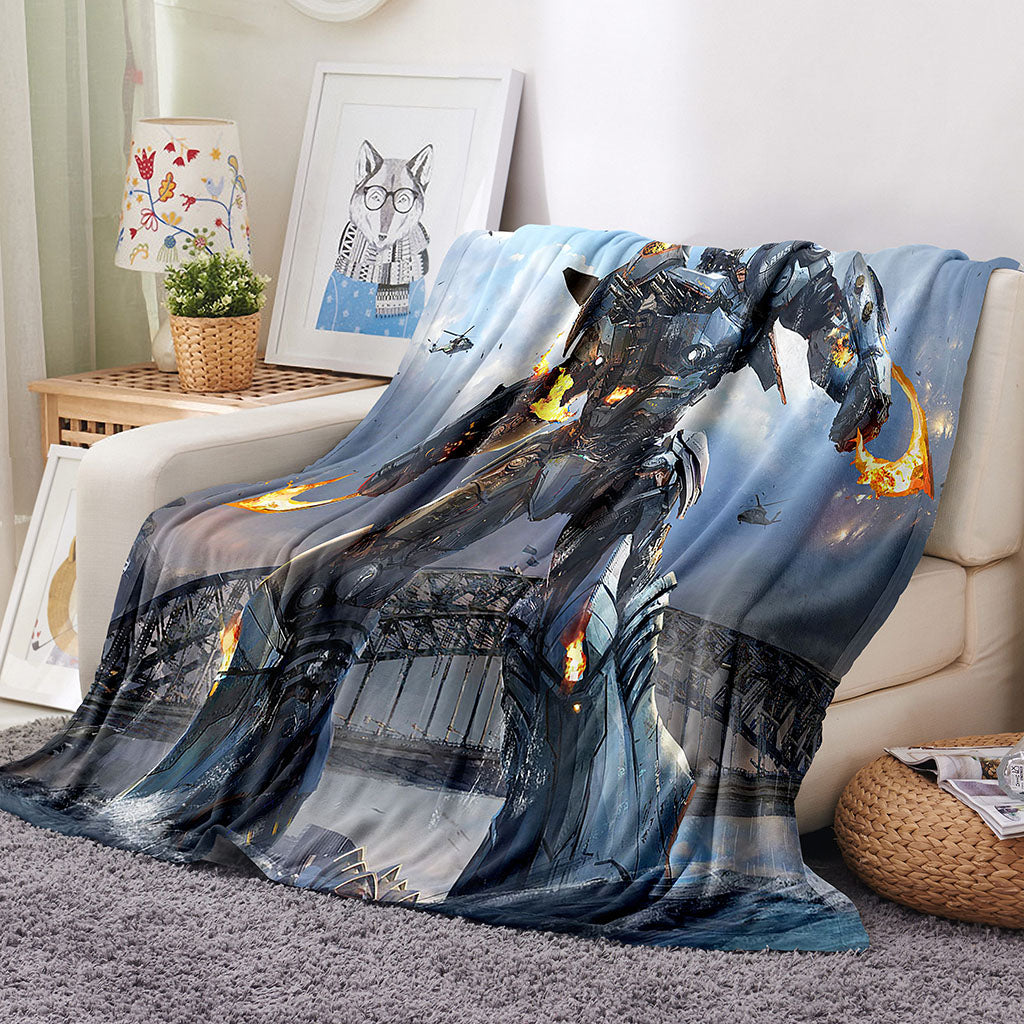 Transformers Pattern Blanket Flannel Throw Room Decoration