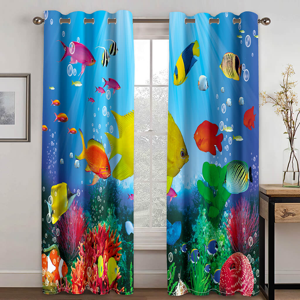 Undersea world Curtains Blackout Window Treatments Drapes for Room Decor