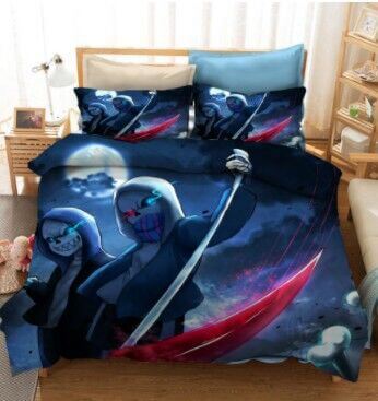 Undertale Sans Cosplay 3 Piece Bedding Set Duvet Cover Bed Sheets - EBuycos