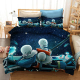 Undertale Sans Cosplay 3 Piece Bedding Set Duvet Cover Bed Sheets - EBuycos