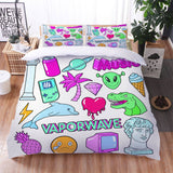 Vaporwave Bedding Set Cosplay Quilt Cover Without Filler