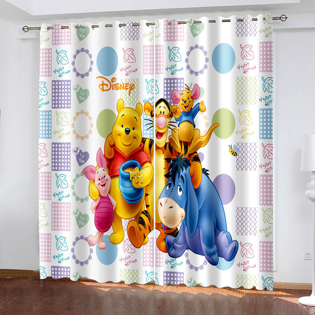 Winnie the Pooh Curtains Blackout Window Treatments Drapes Room Decoration