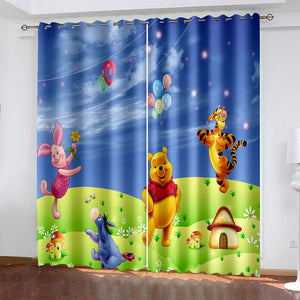 Winnie the Pooh Curtains Blackout Window Treatments Drapes Room Decoration