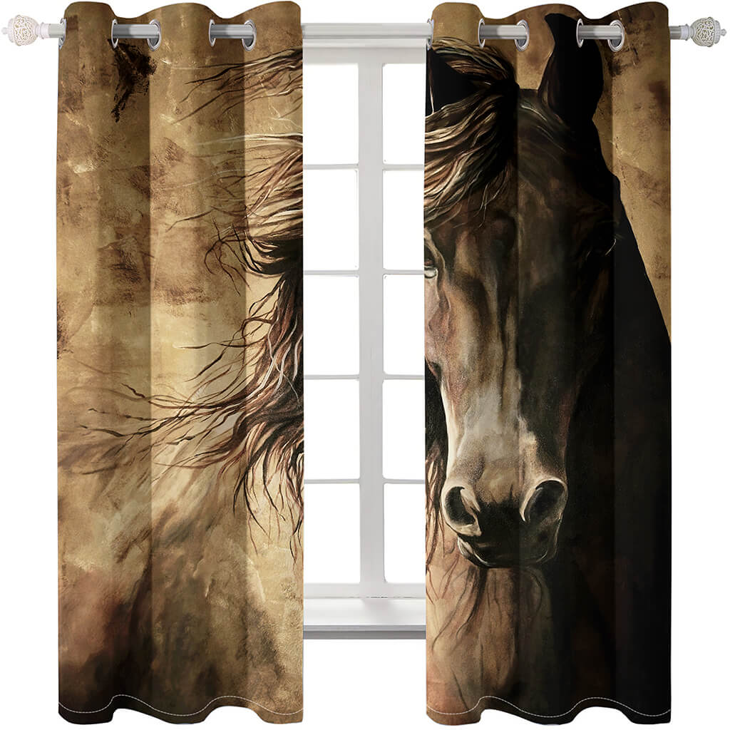 Zebra Horse Curtains Blackout Window Treatments Drapes for Room Decor